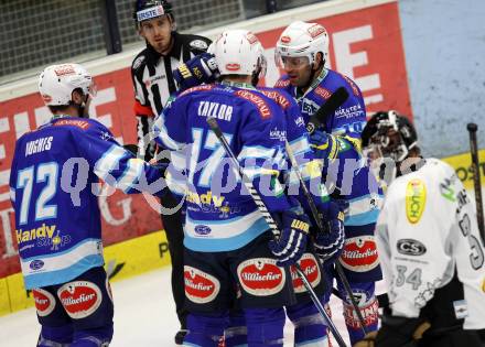 EBEL. Eishockey Bundesligal. EC VSV gegen Dornbirner Eishockey Club.  Torjubel (VSV). Villach, am 7.10.2012.
Foto: Kuess 


---
pressefotos, pressefotografie, kuess, qs, qspictures, sport, bild, bilder, bilddatenbank