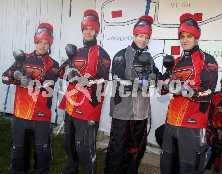 Eishockey Bundesliga. Sommertraining. Teambuilding KAC. Tyler Scofield, Gregor Hager, Kirk Furey, Andy Chiodo. Schreckendorf, am 25.8.2012.
Foto: Kuess
---
pressefotos, pressefotografie, kuess, qs, qspictures, sport, bild, bilder, bilddatenbank