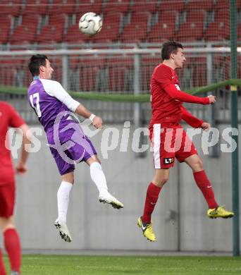 Fussball SK Austria Klagenfurt gegen St. Florian. Daniel Lindorfer, (Klagenfurt), Max Babler  (St. Florian), Klagenfurt, 13.10.2012.
Foto: Kuess
---
pressefotos, pressefotografie, kuess, qs, qspictures, sport, bild, bilder, bilddatenbank