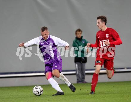 Fussball SK Austria Klagenfurt gegen St. Florian. Christoph Mattes,  (Klagenfurt), Rene Renner (St. Florian), Klagenfurt, 13.10.2012.
Foto: Kuess
---
pressefotos, pressefotografie, kuess, qs, qspictures, sport, bild, bilder, bilddatenbank