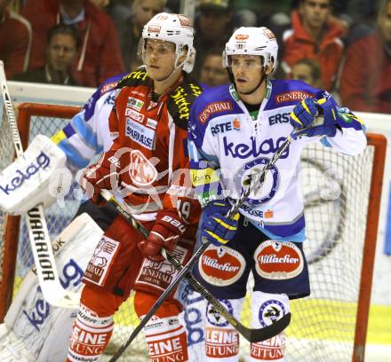 EBEL. Eishockey Bundesliga. EC KAC gegen VSV. Stephan Geier,  (KAC),  Derek Ryan  (VSV). Klagenfurt, am 14.10.2012.
Foto: Kuess 


---
pressefotos, pressefotografie, kuess, qs, qspictures, sport, bild, bilder, bilddatenbank