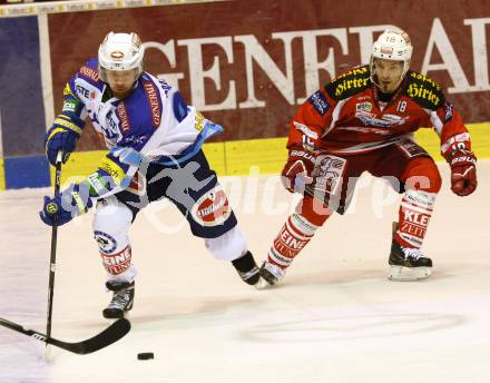 EBEL. Eishockey Bundesliga. EC KAC gegen VSV. Thomas Koch,  (KAC),  Michael Grabner  (VSV). Klagenfurt, am 14.10.2012.
Foto: Kuess 


---
pressefotos, pressefotografie, kuess, qs, qspictures, sport, bild, bilder, bilddatenbank