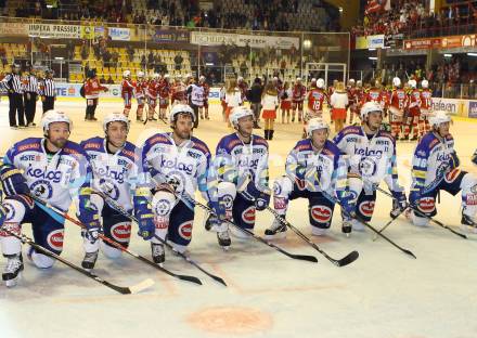 EBEL. Eishockey Bundesliga. EC KAC gegen VSV.  Jubel VSV. Klagenfurt, am 14.10.2012.
Foto: Kuess 


---
pressefotos, pressefotografie, kuess, qs, qspictures, sport, bild, bilder, bilddatenbank