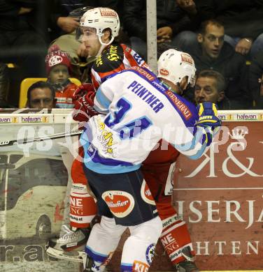 EBEL. Eishockey Bundesliga. EC KAC gegen VSV. Martin Schumnig,  (KAC),  Markus Peintner  (VSV). Klagenfurt, am 14.10.2012.
Foto: Kuess 


---
pressefotos, pressefotografie, kuess, qs, qspictures, sport, bild, bilder, bilddatenbank