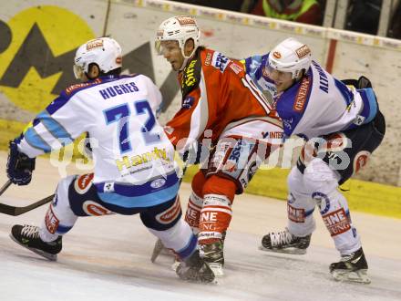 EBEL. Eishockey Bundesliga. EC KAC gegen VSV. Thomas Koch,  (KAC),  John Hughes, Mario Altmann  (VSV). Klagenfurt, am 14.10.2012.
Foto: Kuess 


---
pressefotos, pressefotografie, kuess, qs, qspictures, sport, bild, bilder, bilddatenbank