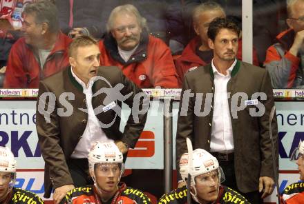 EBEL. Eishockey Bundesliga. EC KAC gegen VSV. Trainer Christian Weber, Bernhard Sussitz  (KAC). Klagenfurt, am 14.10.2012.
Foto: Kuess 


---
pressefotos, pressefotografie, kuess, qs, qspictures, sport, bild, bilder, bilddatenbank