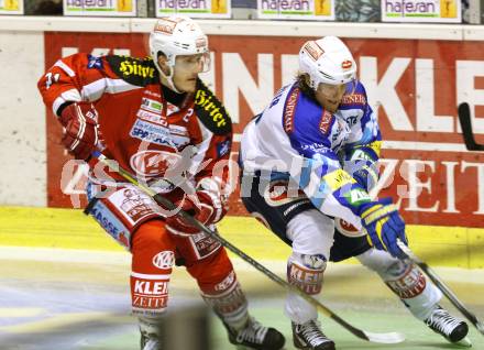 EBEL. Eishockey Bundesliga. EC KAC gegen VSV. Manuel Geier,  (KAC),  Daniel Nageler  (VSV). Klagenfurt, am 14.10.2012.
Foto: Kuess 


---
pressefotos, pressefotografie, kuess, qs, qspictures, sport, bild, bilder, bilddatenbank