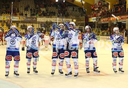 EBEL. Eishockey Bundesliga. EC KAC gegen VSV.  Jubel VSV. Klagenfurt, am 14.10.2012.
Foto: Kuess 


---
pressefotos, pressefotografie, kuess, qs, qspictures, sport, bild, bilder, bilddatenbank