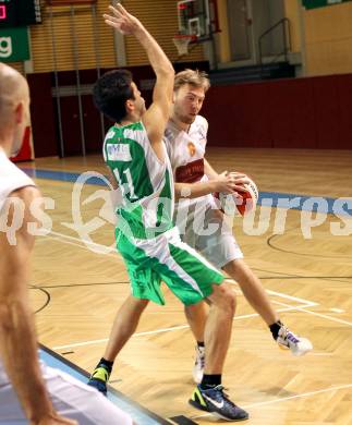 Basketball. 2. Bundesliga. Woerthersee Piraten gegen KOS Klagenfurt Celovec. Sebastian HUber (Piraten), Toman Feinig (KOS). Klagenfurt, am 20.10.2012.
Foto: Kuess
---
pressefotos, pressefotografie, kuess, qs, qspictures, sport, bild, bilder, bilddatenbank