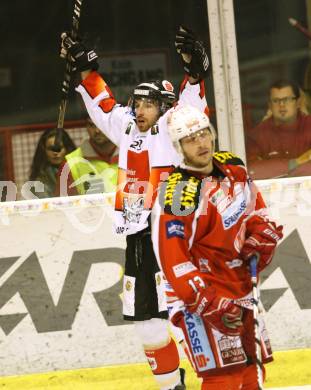 EBEL. Eishockey Bundesliga. EC KAC gegen HC TWK Innsbruck "Die Haie".   Jubel Andreas Noedl  (Innsbruck). Klagenfurt, am 21.10.2012.
Foto: Kuess 


---
pressefotos, pressefotografie, kuess, qs, qspictures, sport, bild, bilder, bilddatenbank