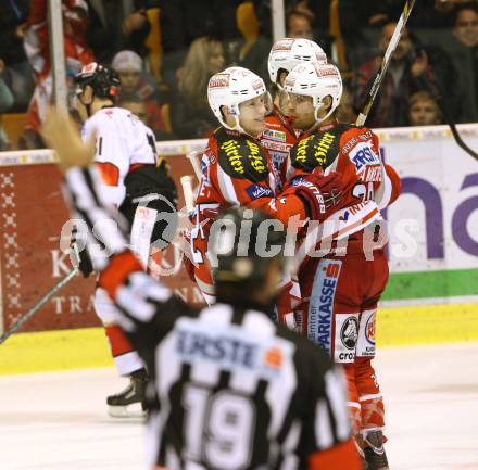 EBEL. Eishockey Bundesliga. EC KAC gegen HC TWK Innsbruck "Die Haie".   Torjubel KAC. Klagenfurt, am 21.10.2012.
Foto: Kuess 


---
pressefotos, pressefotografie, kuess, qs, qspictures, sport, bild, bilder, bilddatenbank