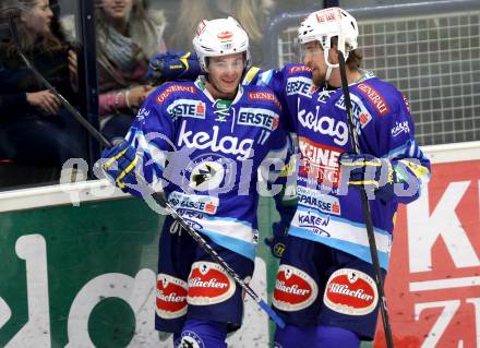 EBEL. Eishockey Bundesligal. EC VSV gegen EHC LIWEST Linz. Torjubel Derek Ryan, Michael Grabner (VSV).. Villach, am 21.10.2012.
Foto: Kuess 


---
pressefotos, pressefotografie, kuess, qs, qspictures, sport, bild, bilder, bilddatenbank