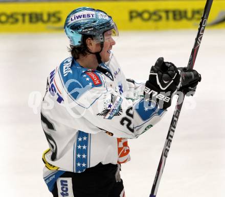 EBEL. Eishockey Bundesligal. EC VSV gegen EHC LIWEST Linz.  Torjubel Rob Hisey (Linz). Villach, am 21.10.2012.
Foto: Kuess 


---
pressefotos, pressefotografie, kuess, qs, qspictures, sport, bild, bilder, bilddatenbank