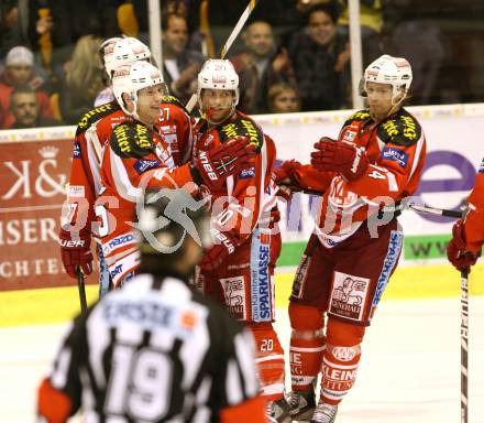 EBEL. Eishockey Bundesliga. EC KAC gegen HC TWK Innsbruck "Die Haie".   Torjubel KAC. Klagenfurt, am 21.10.2012.
Foto: Kuess 


---
pressefotos, pressefotografie, kuess, qs, qspictures, sport, bild, bilder, bilddatenbank