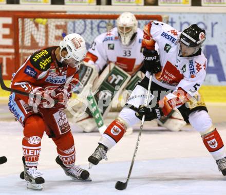 EBEL. Eishockey Bundesliga. EC KAC gegen HC TWK Innsbruck "Die Haie".   Sam Gagner,  (KAC), Florian Stern (Innsbruck). Klagenfurt, am 21.10.2012.
Foto: Kuess 


---
pressefotos, pressefotografie, kuess, qs, qspictures, sport, bild, bilder, bilddatenbank