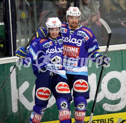 EBEL. Eishockey Bundesligal. EC VSV gegen EHC LIWEST Linz. Torjubel Derek Ryan, Michael Grabner (VSV). Villach, am 21.10.2012.
Foto: Kuess 


---
pressefotos, pressefotografie, kuess, qs, qspictures, sport, bild, bilder, bilddatenbank