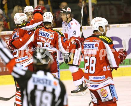 EBEL. Eishockey Bundesliga. EC KAC gegen HC TWK Innsbruck "Die Haie".   Torjubel KAC. Klagenfurt, am 21.10.2012.
Foto: Kuess 


---
pressefotos, pressefotografie, kuess, qs, qspictures, sport, bild, bilder, bilddatenbank