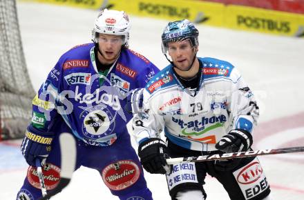 EBEL. Eishockey Bundesligal. EC VSV gegen EHC LIWEST Linz. Andreas Wiedergut,  (VSV), Gregor Baumgartner (Linz). Villach, am 21.10.2012.
Foto: Kuess 


---
pressefotos, pressefotografie, kuess, qs, qspictures, sport, bild, bilder, bilddatenbank