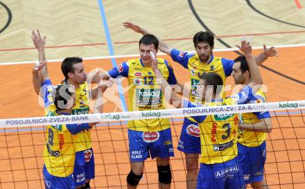 Volleyball. MEVZA. SK Aich/Dob gegen Kakanj. Jubel (Aich/Dob). Bleiburg, 24.10.2012.
Foto: Kuess
---
pressefotos, pressefotografie, kuess, qs, qspictures, sport, bild, bilder, bilddatenbank