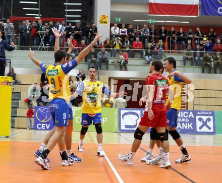 Volleyball. MEVZA. SK Aich/Dob gegen Kakanj. Jubel (Aich/Dob). Bleiburg, 24.10.2012.
Foto: Kuess
---
pressefotos, pressefotografie, kuess, qs, qspictures, sport, bild, bilder, bilddatenbank