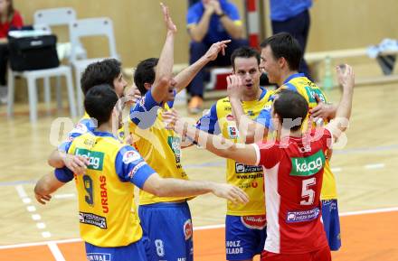 Volleyball. MEVZA. SK Aich/Dob gegen Kakanj.  Jubel (Aich/Dob). Bleiburg, 24.10.2012.
Foto: Kuess
---
pressefotos, pressefotografie, kuess, qs, qspictures, sport, bild, bilder, bilddatenbank