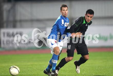 Fussball Regionalliga. VSV gegen Pasching. Thomas Pirker (VSV), Diaz Casanova Montenegro Ignacio (Pasching). Villach, am 25.10.2012.
Foto: Kuess
---
pressefotos, pressefotografie, kuess, qs, qspictures, sport, bild, bilder, bilddatenbank