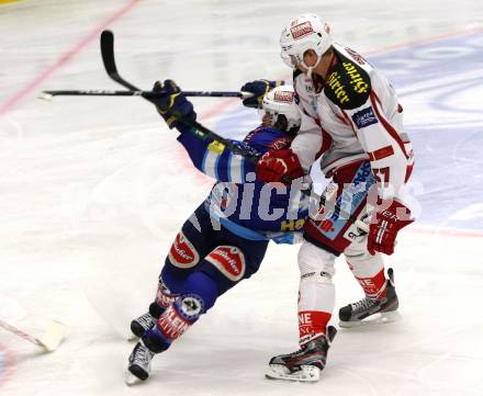 EBEL. Eishockey Bundesligal. EC VSV gegen KAC. Michael Grabner,  (VSV), Tyler Myers (KAC). Villach, am 26.10.2012.
Foto: Kuess 


---
pressefotos, pressefotografie, kuess, qs, qspictures, sport, bild, bilder, bilddatenbank