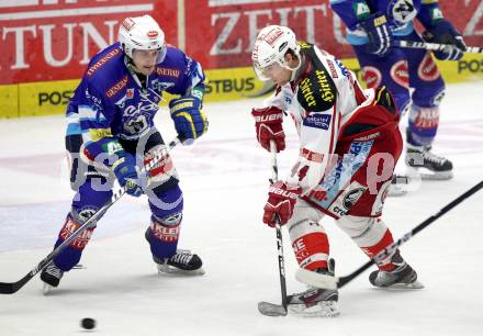 EBEL. Eishockey Bundesligal. EC VSV gegen KAC. Klemen Pretnar,  (VSV), Markus Pirmann (KAC). Villach, am 26.10.2012.
Foto: Kuess 


---
pressefotos, pressefotografie, kuess, qs, qspictures, sport, bild, bilder, bilddatenbank