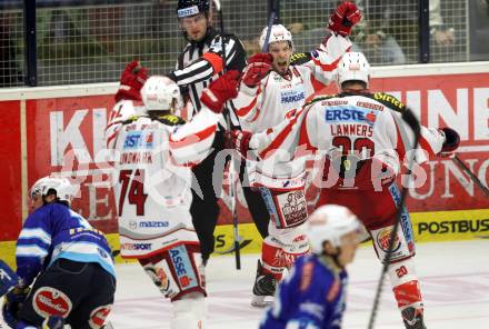 EBEL. Eishockey Bundesligal. EC VSV gegen KAC. Torjubel Thomas Koch (KAC). Villach, am 26.10.2012.
Foto: Kuess 


---
pressefotos, pressefotografie, kuess, qs, qspictures, sport, bild, bilder, bilddatenbank