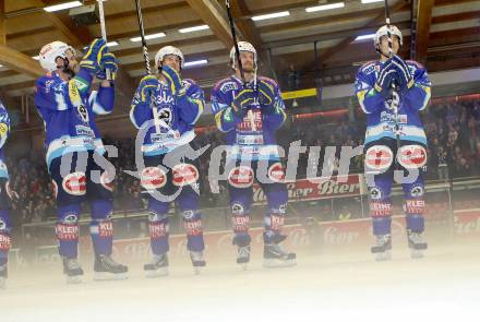 EBEL. Eishockey Bundesliga. EC VSV gegen KAC. Jubel VSV. Villach, am 26.10.2012.
Foto: Kuess 


---
pressefotos, pressefotografie, kuess, qs, qspictures, sport, bild, bilder, bilddatenbank