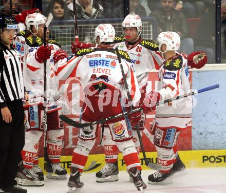 EBEL. Eishockey Bundesligal. EC VSV gegen KAC. Torjubel KAC. Villach, am 26.10.2012.
Foto: Kuess 


---
pressefotos, pressefotografie, kuess, qs, qspictures, sport, bild, bilder, bilddatenbank