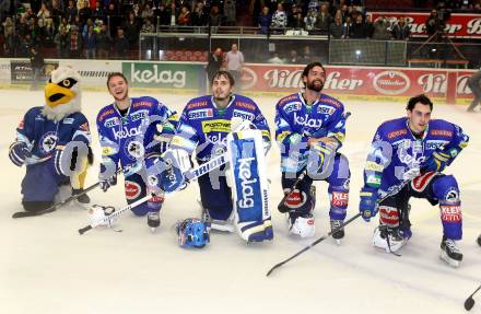 EBEL. Eishockey Bundesliga. EC VSV gegen KAC. Maskottchen Villi, John Hughes, Thomas Hoeneckl, Brad Cole, Klemen Pretnar (VSV). Villach, am 26.10.2012.
Foto: Kuess 


---
pressefotos, pressefotografie, kuess, qs, qspictures, sport, bild, bilder, bilddatenbank