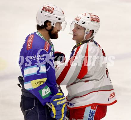 EBEL. Eishockey Bundesliga. EC VSV gegen KAC. Brad Cole, (VSV), Kirk Furey  (KAC). Villach, am 26.10.2012.
Foto: Kuess 


---
pressefotos, pressefotografie, kuess, qs, qspictures, sport, bild, bilder, bilddatenbank