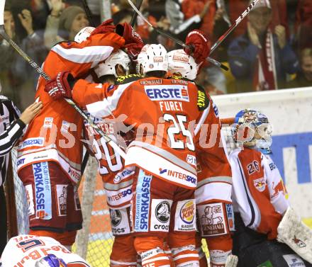EBEL. Eishockey Bundesliga. EC KAC gegen EC Red Bull Salzburg.  Torjubel KAC. Klagenfurt, am 28.10.2012.
Foto: Kuess 


---
pressefotos, pressefotografie, kuess, qs, qspictures, sport, bild, bilder, bilddatenbank
