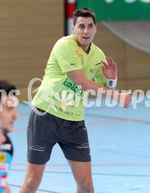 Handball Bundesliga. HC Kelag Kaernten gegen UHC Erste Bank Hollabrunn.  Markus Goeschl (HCK). Klagenfurt, am 20.10.2012.
Foto: Kuess
---
pressefotos, pressefotografie, kuess, qs, qspictures, sport, bild, bilder, bilddatenbank