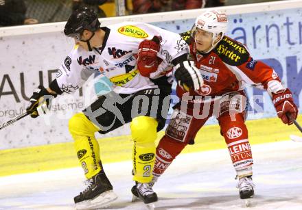 EBEL. Eishockey Bundesliga. EC KAC gegen Dornbirner Eishockey Club.   Manuel Geier,  (KAC), Olivier Magnan-Grenier (Dornbirn).. Klagenfurt, am 30.10.2012.
Foto: Kuess 


---
pressefotos, pressefotografie, kuess, qs, qspictures, sport, bild, bilder, bilddatenbank