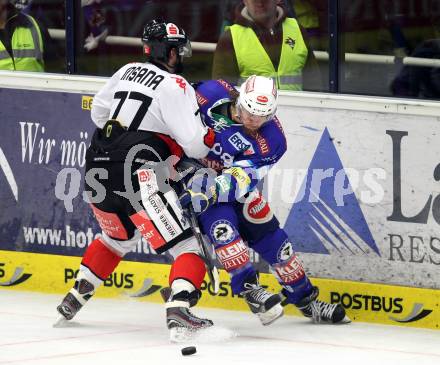 EBEL. Eishockey Bundesliga. EC VSV gegen HC TWK Innsbruck "Die Haie".  Michael Grabner, (VSV),  Jonathan Insana (Innsbruck). Villach, am 30.10.2012.
Foto: Kuess 


---
pressefotos, pressefotografie, kuess, qs, qspictures, sport, bild, bilder, bilddatenbank