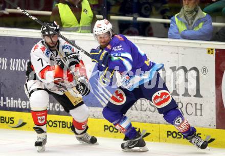 EBEL. Eishockey Bundesliga. EC KAC gegen Dornbirner Eishockey Club.   Michael Grabner, (KAC),  Jonathan Insana (Dornbirn). Klagenfurt, am 30.10.2012.
Foto: Kuess 


---
pressefotos, pressefotografie, kuess, qs, qspictures, sport, bild, bilder, bilddatenbank