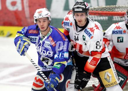 EBEL. Eishockey Bundesliga. EC VSV gegen HC TWK Innsbruck "Die Haie".  Marco Pewal, (VSV), Stefan Pittl  (Innsbruck). Villach, am 30.10.2012.
Foto: Kuess 


---
pressefotos, pressefotografie, kuess, qs, qspictures, sport, bild, bilder, bilddatenbank