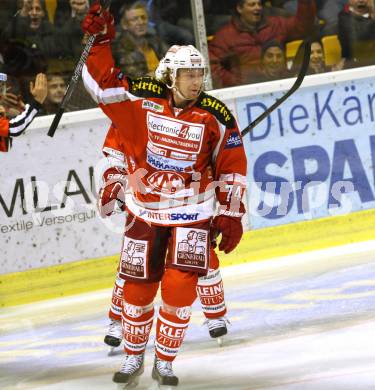 EBEL. Eishockey Bundesliga. EC KAC gegen Dornbirner Eishockey Club.   Torjubel Jamie Lundmark (KAC). Klagenfurt, am 30.10.2012.
Foto: Kuess 


---
pressefotos, pressefotografie, kuess, qs, qspictures, sport, bild, bilder, bilddatenbank