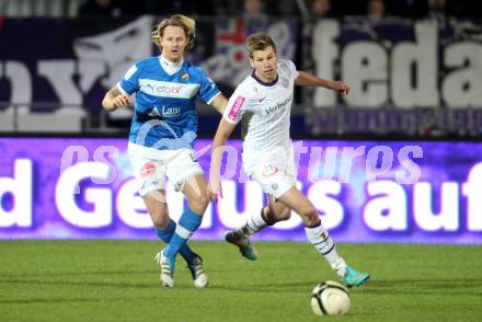 Fussball. OEFB Cup. VSV gegen Austria Wien. Johannes Isopp,  (VSV), Alexander Gruenwald (Austria Wien). Villach, 31.10.2012. 
Foto: Kuess

---
pressefotos, pressefotografie, kuess, qs, qspictures, sport, bild, bilder, bilddatenbank