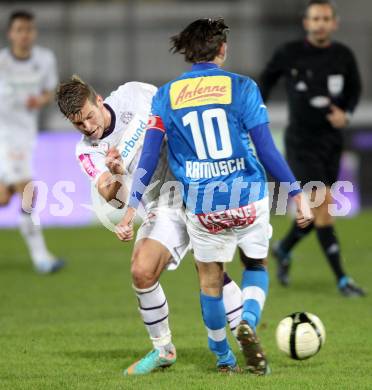 Fussball. OEFB Cup. VSV gegen Austria Wien. Mario Ramusch,  (VSV), Alexander Gruenwald (Austria Wien). Villach, 31.10.2012. 
Foto: Kuess

---
pressefotos, pressefotografie, kuess, qs, qspictures, sport, bild, bilder, bilddatenbank