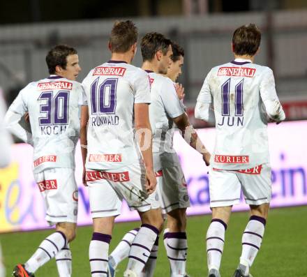 Fussball. OEFB Cup. VSV gegen Austria Wien. Torjubel Austria Wien. Villach, 31.10.2012. 
Foto: Kuess

---
pressefotos, pressefotografie, kuess, qs, qspictures, sport, bild, bilder, bilddatenbank