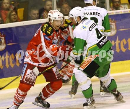 EBEL. Eishockey Bundesliga. EC KAC gegen HDD TELEMACH Olimpija Ljubljana. Jamie Lundmark,   (KAC), Igor Cvetek (Laibach). Klagenfurt, am 4.11.2012.
Foto: Kuess 


---
pressefotos, pressefotografie, kuess, qs, qspictures, sport, bild, bilder, bilddatenbank