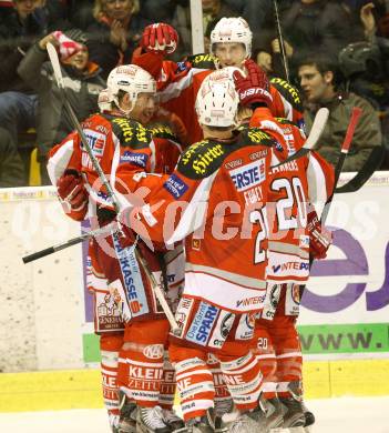 EBEL. Eishockey Bundesliga. EC KAC gegen HDD TELEMACH Olimpija Ljubljana.  Torjubel KAC. Klagenfurt, am 4.11.2012.
Foto: Kuess 


---
pressefotos, pressefotografie, kuess, qs, qspictures, sport, bild, bilder, bilddatenbank