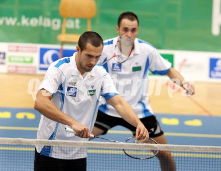 Badminton Bundesliga. ASKOE Kelag Kaernten gegen BSC 70 Linz. Krasimir Yankov, Ivan Rusev  (Kaernten). KLagenfurt, am 10.11.2012.
Foto: Kuess
---
pressefotos, pressefotografie, kuess, qs, qspictures, sport, bild, bilder, bilddatenbank