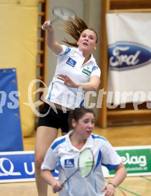 Badminton Bundesliga. ASKOE Kelag Kaernten gegen BSC 70 Linz. Belinda Heber, Anna Demmelmayer (Kaernten). KLagenfurt, am 10.11.2012.
Foto: Kuess
---
pressefotos, pressefotografie, kuess, qs, qspictures, sport, bild, bilder, bilddatenbank