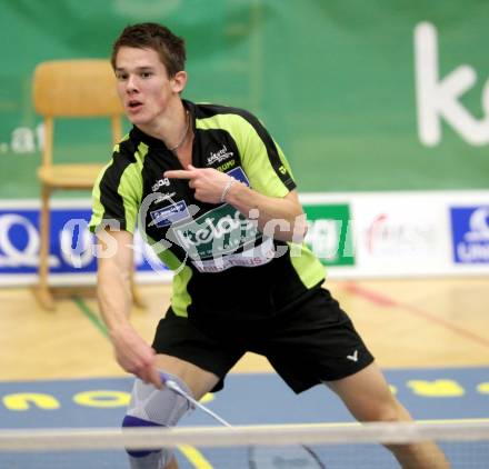 Badminton Bundesliga. ASKOE Kelag Kaernten gegen BSC 70 Linz. Paul Demmelmayer (Kaernten). KLagenfurt, am 10.11.2012.
Foto: Kuess
---
pressefotos, pressefotografie, kuess, qs, qspictures, sport, bild, bilder, bilddatenbank