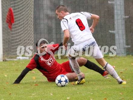 Fussball Unterliga Ost. Ludmannsdorf gegen Liebenfels. Marcel Quantschnig,  (Ludmannsdorf), Zlatan Zuna (Liebenfels). Ludmannsdorf, am 11.11.2012.
Foto: Kuess
---
pressefotos, pressefotografie, kuess, qs, qspictures, sport, bild, bilder, bilddatenbank