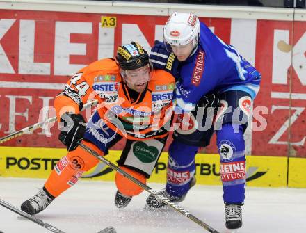 EBEL. Eishockey Bundesliga. EC VSV gegen Moser Medical Graz 99ers.  Kevin Steiner, (VSV), Olivier Latendresse  (Graz). Villach, am 14.11.2012.
Foto: Kuess 


---
pressefotos, pressefotografie, kuess, qs, qspictures, sport, bild, bilder, bilddatenbank